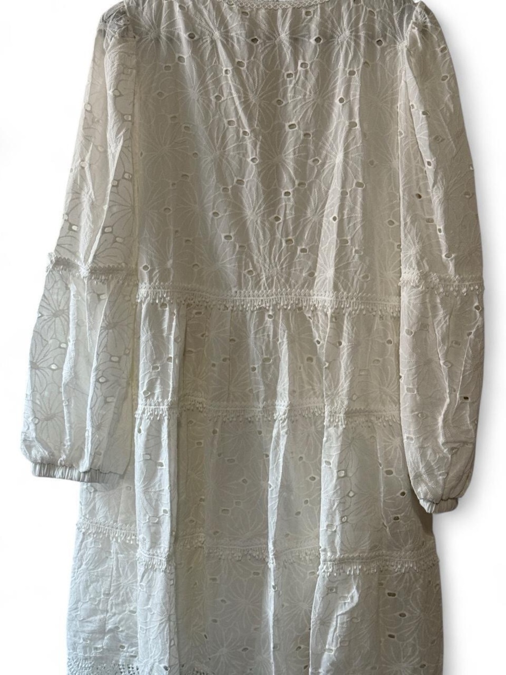 Like Love White Eyelet Lace V-Neck Tiered Dress Size 1X NWOT Plus Size Boho - Picture 6 of 8